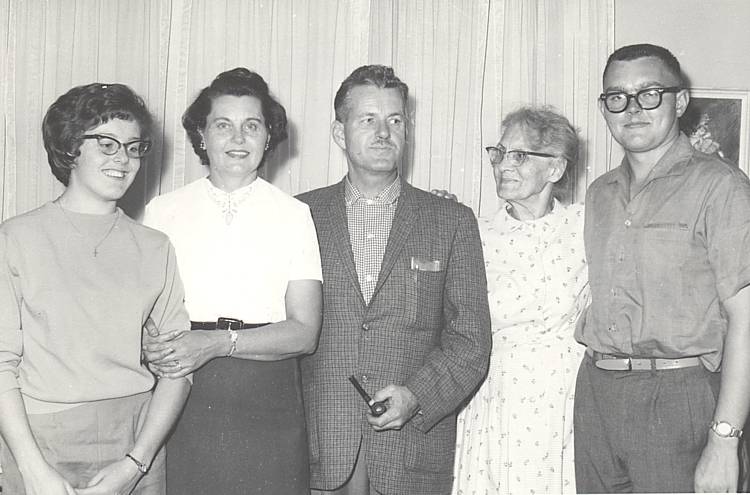 Dobies and Grandma Carlson, Atikokan, Ont. about 1961