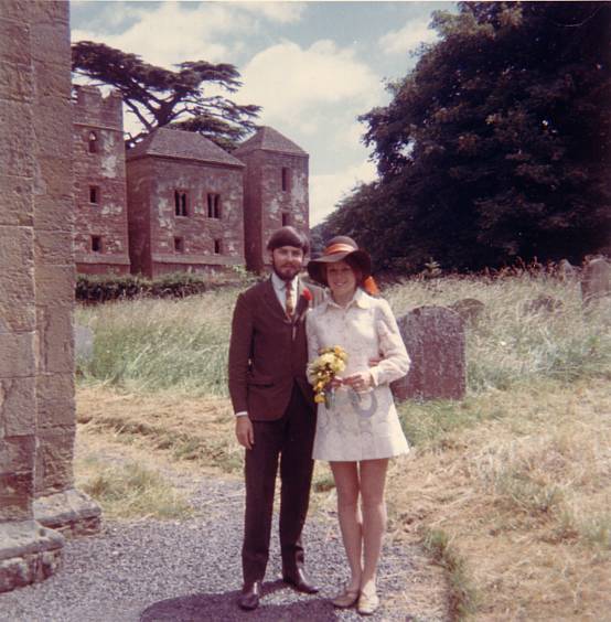 Dora Elizabeth Dobie and George Hastings Rust-D'Eye, wedding photo, 11 July, 1969.