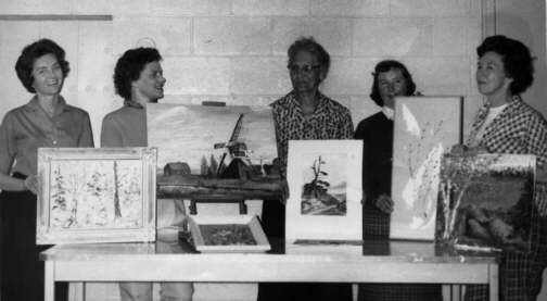 Anna Carlson with her art group, Atikokan, Ont., 1964